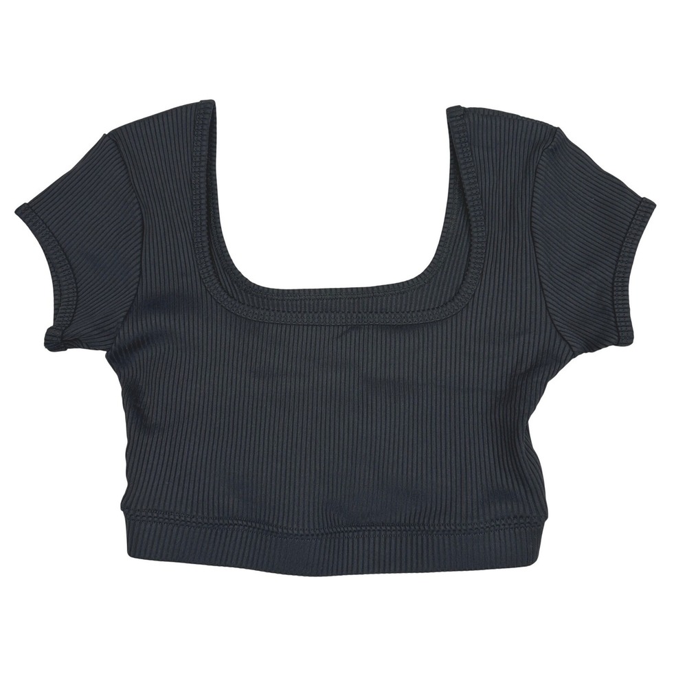 Year Of Ours Ribbed Crop Top Black Stretch Athletic Women's size ‎ S